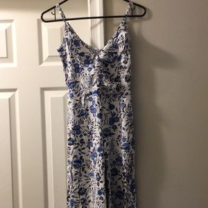 Floral print wide leg jumpsuit.